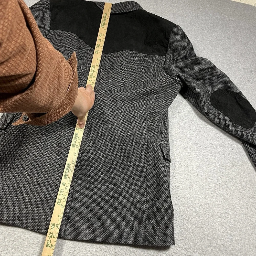 Vintage Pendleton Blazer Mens 42 Long Gray Button Micro Herringbone Wool Suede